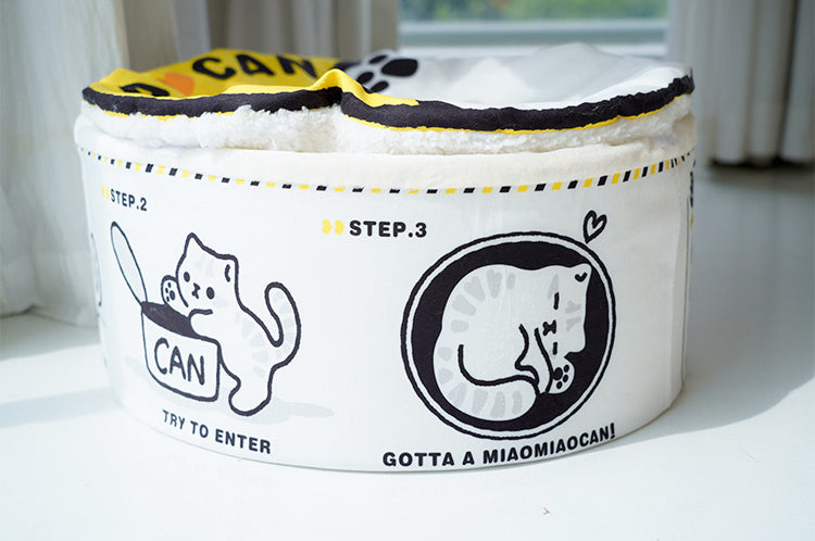 Can shaped Cat Bed with Lid & Cushion