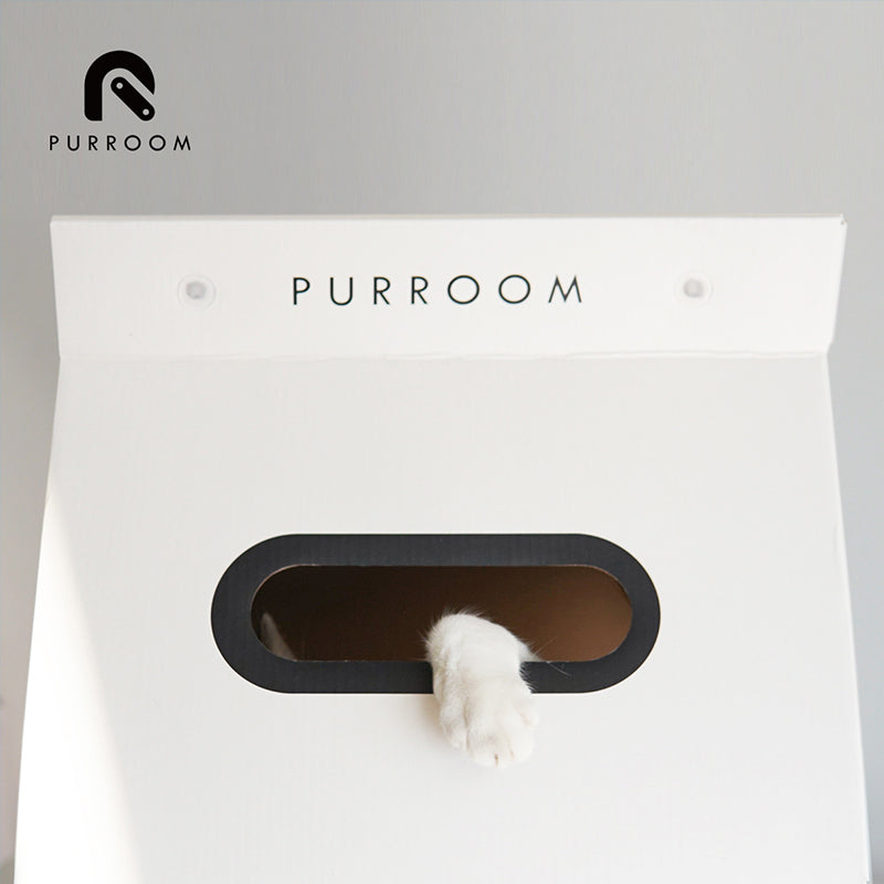 White PURROOM Milk Box with Scratcher