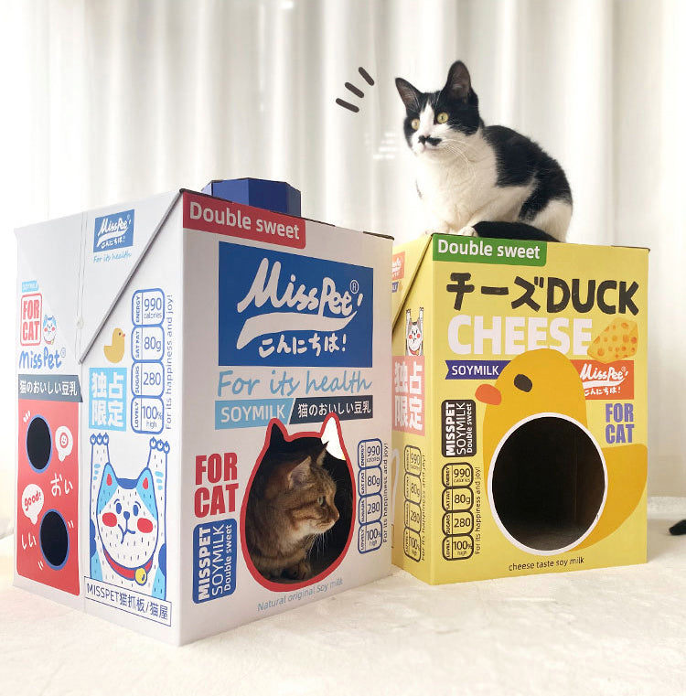 Soy Milk Carton Style Cat House & Scratcher