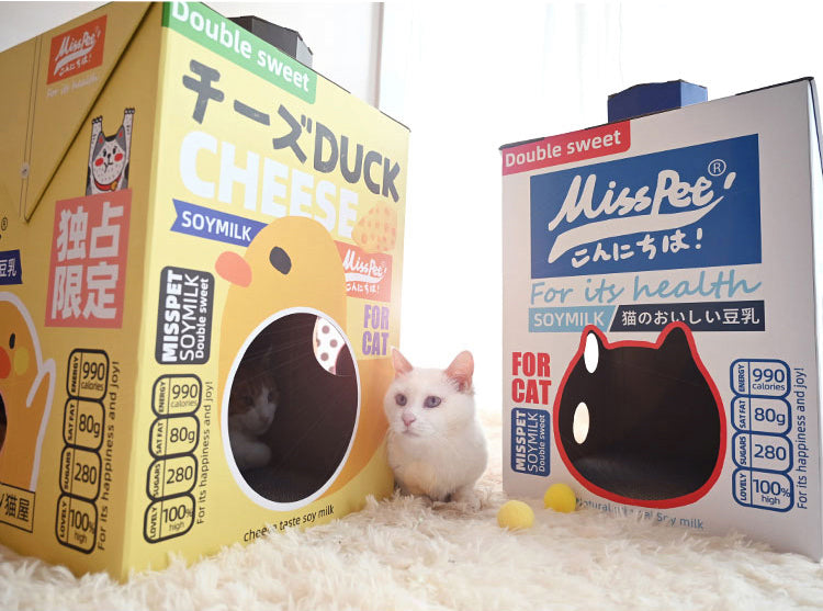 Soy Milk Carton Style Cat House & Scratcher