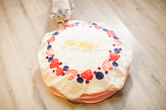 Cute Fruit Frosted Cake Plush Sleeping Cat Bed