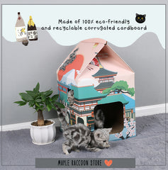 Japanese Sake Style Cardboard Cat House & Scratcher