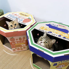 Ice-cream Style Carton House for Cats & Scratcher