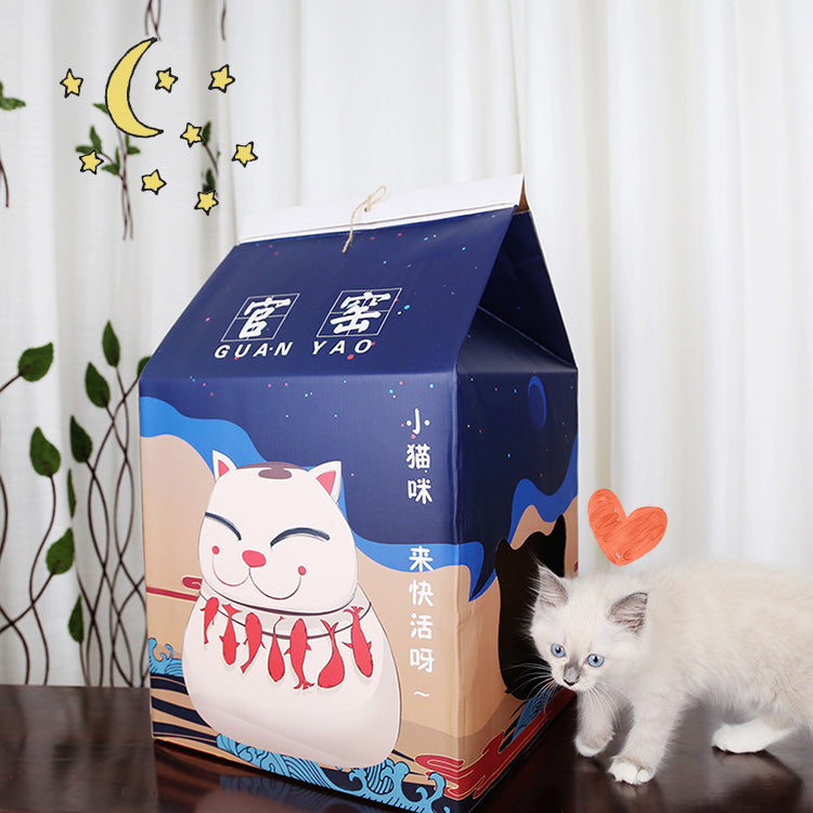 Japanese Sake Style Cardboard Cat House & Scratcher
