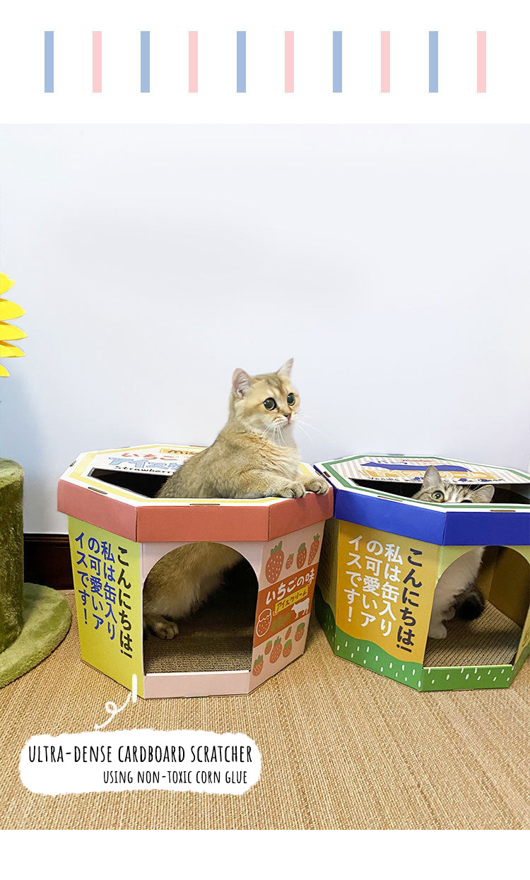 Ice-cream Style Carton House for Cats & Scratcher