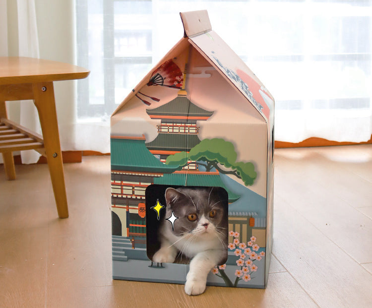 Japanese Sake Style Cardboard Cat House & Scratcher