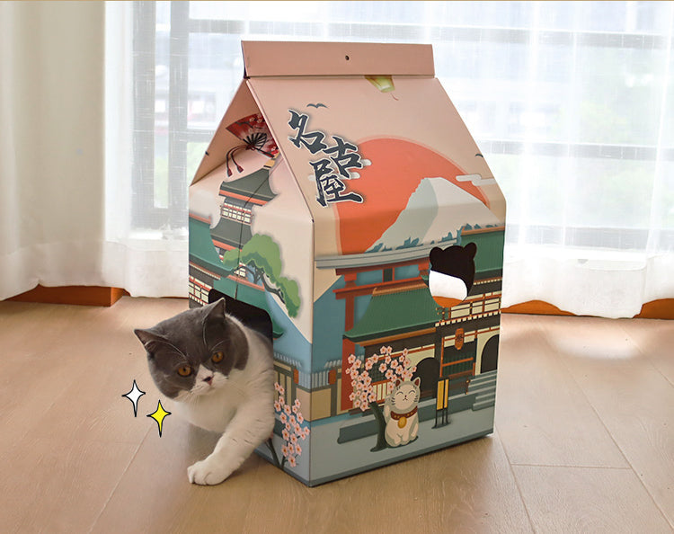 Japanese Sake Style Cardboard Cat House & Scratcher