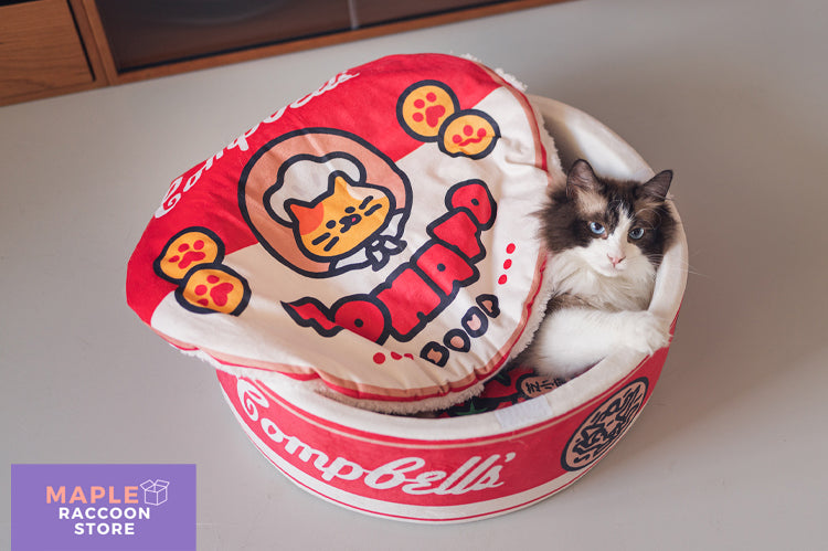 Campbell Can Shaped Cat Bed with Lid & Cushion