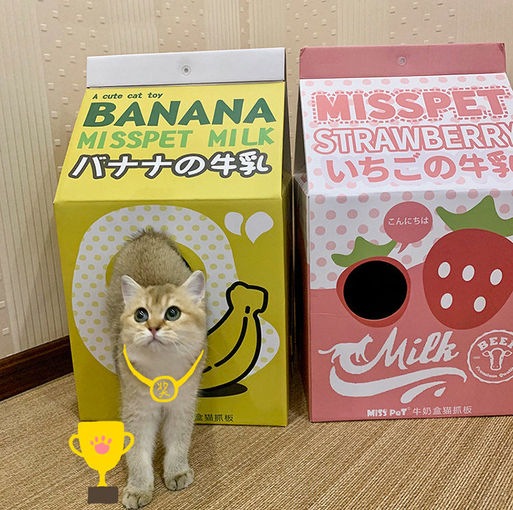 Milk Carton Style Cat House & Scratcher