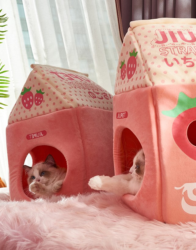 Milk Carton Style Warm & Soft Plush Cat House