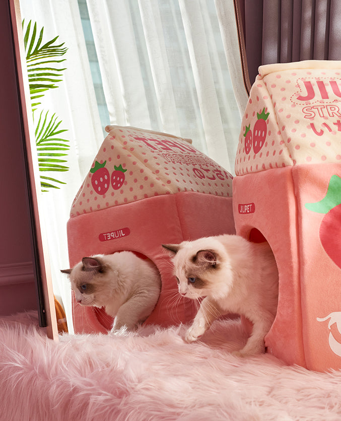 Milk Carton Style Warm & Soft Plush Cat House