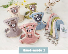 Cute Teddy Bear Cat Vest Harness and Leash Set